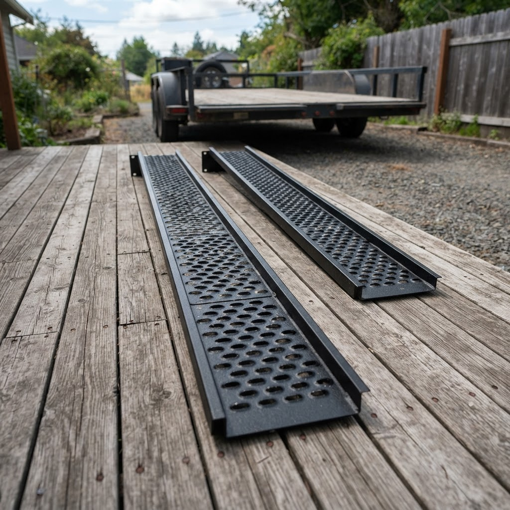 Pair of 6ft steel trailer ramp extensions